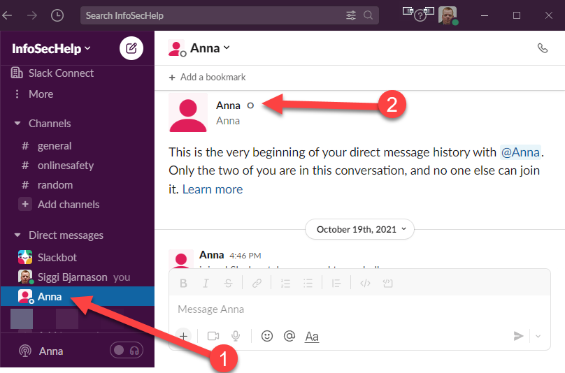 screenshot of slack